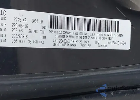 2012 Dodge Grand Caravan Sxt z USA, uszkodzony, nr VIN 2C4RDGCG7CR131451